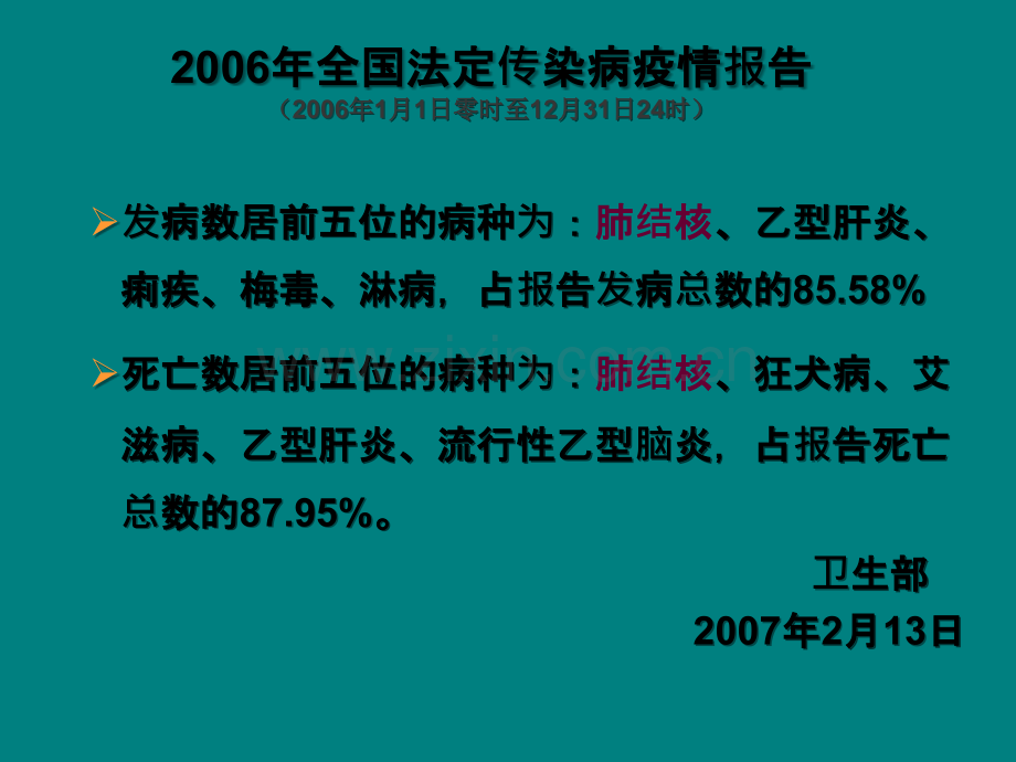 发病数居前五位的病种为：肺结核、乙型肝炎、痢疾、梅毒ppt课件.ppt_第1页