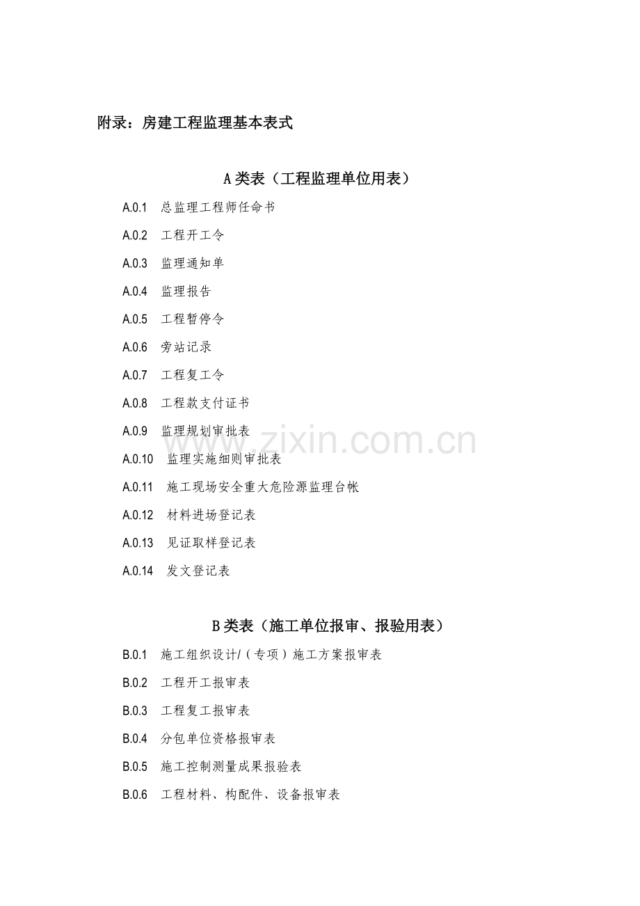 房建监理资料表格.docx_第1页
