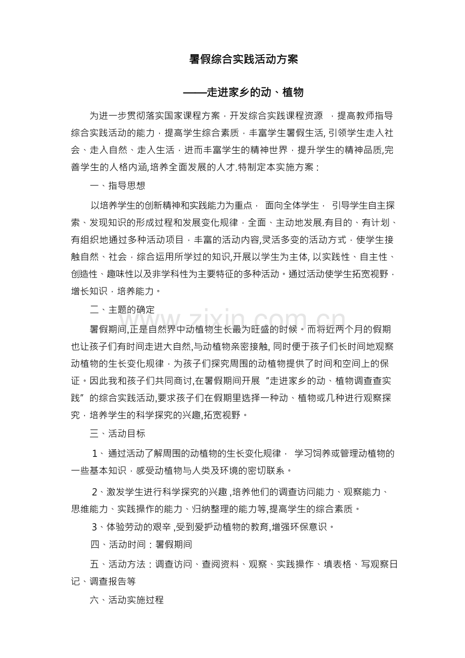 暑假综合实践活动方案.docx_第1页