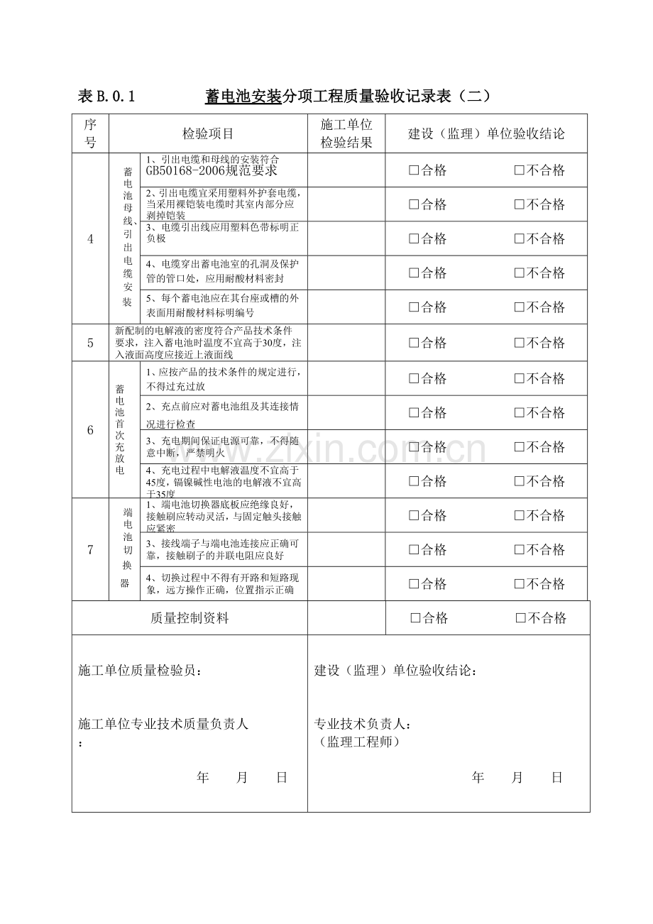 蓄电池安装工程分项工程质量验收记录表.docx_第2页