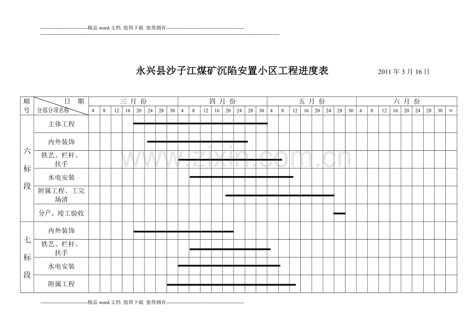 沙子江安置小区施工网络进度表.doc_第1页