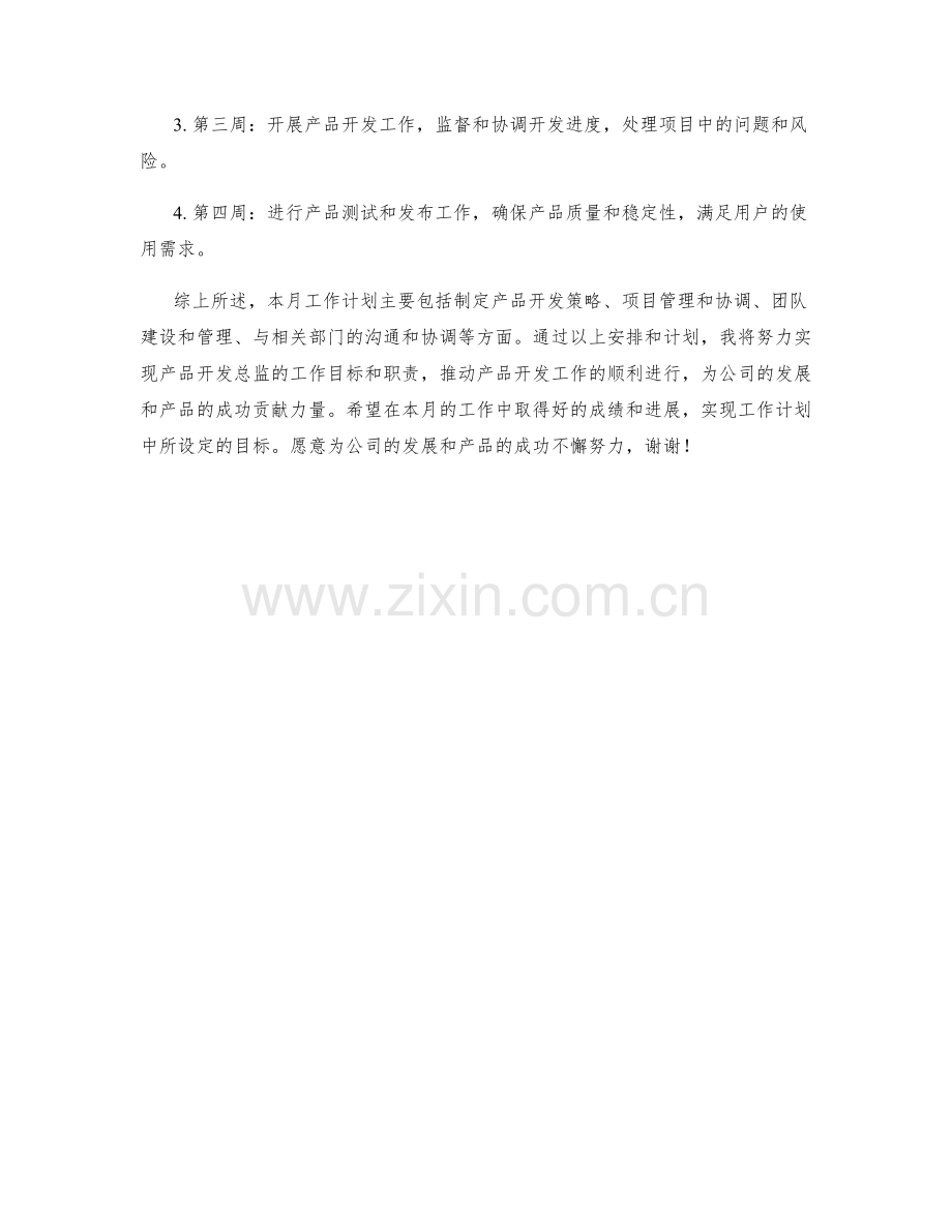 产品开发总监月度工作计划.docx_第2页