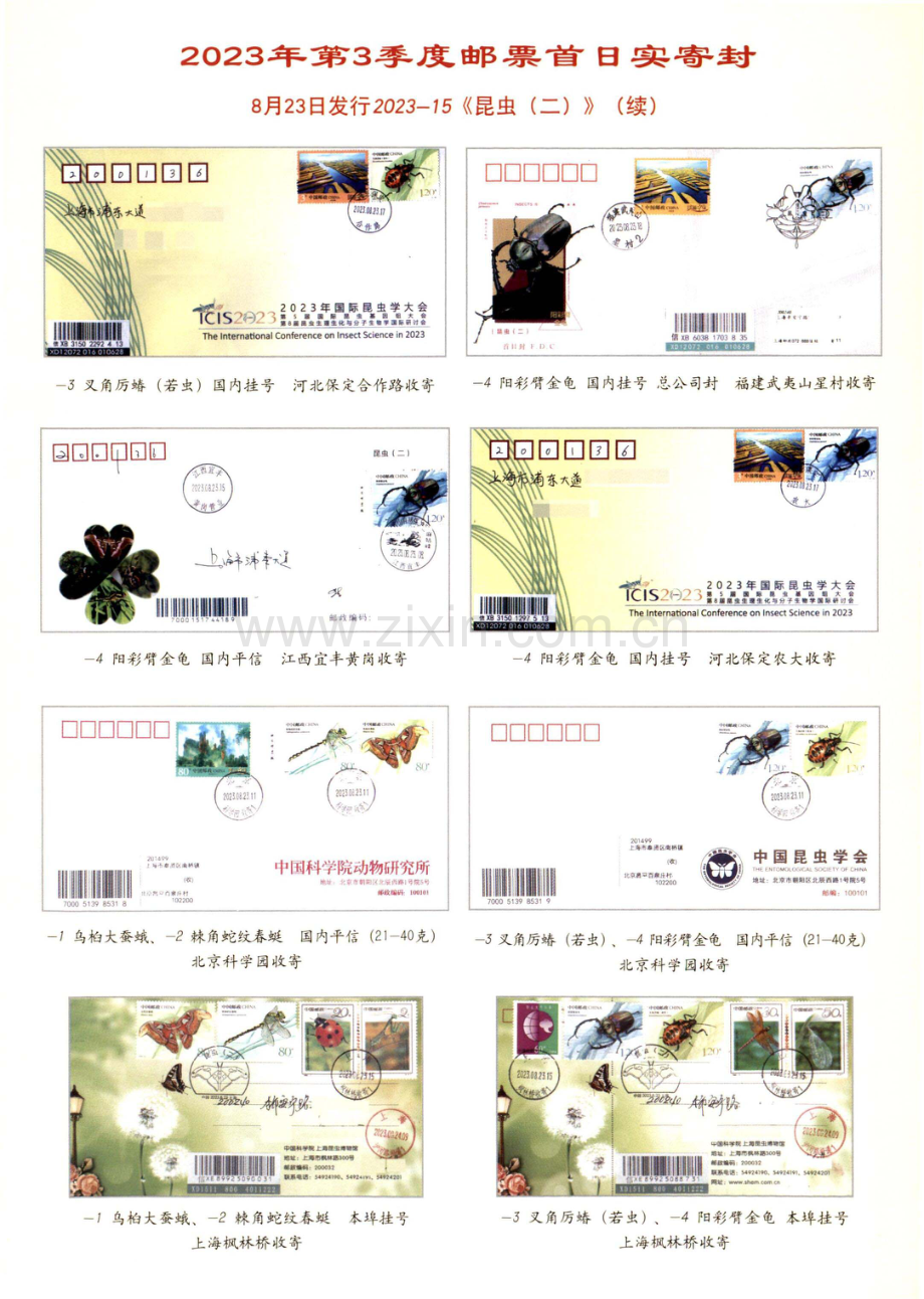 2023年第3季度邮票首日实寄封 8月23日发行2023-15《昆虫（二）》.pdf_第2页