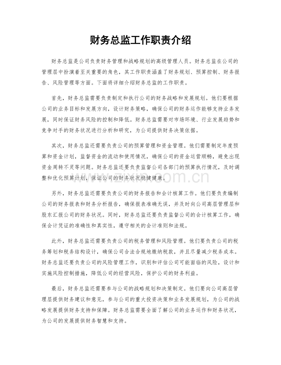 财务总监工作职责介绍.docx_第1页