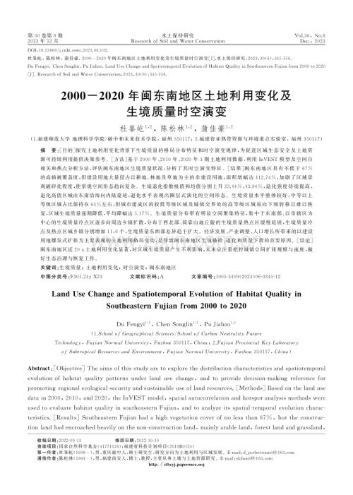 2000-2020年闽东南地区土地利用变化及生境质量时空演变.pdf