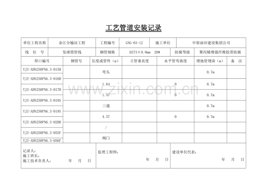 工艺管道安装记录.docx_第2页