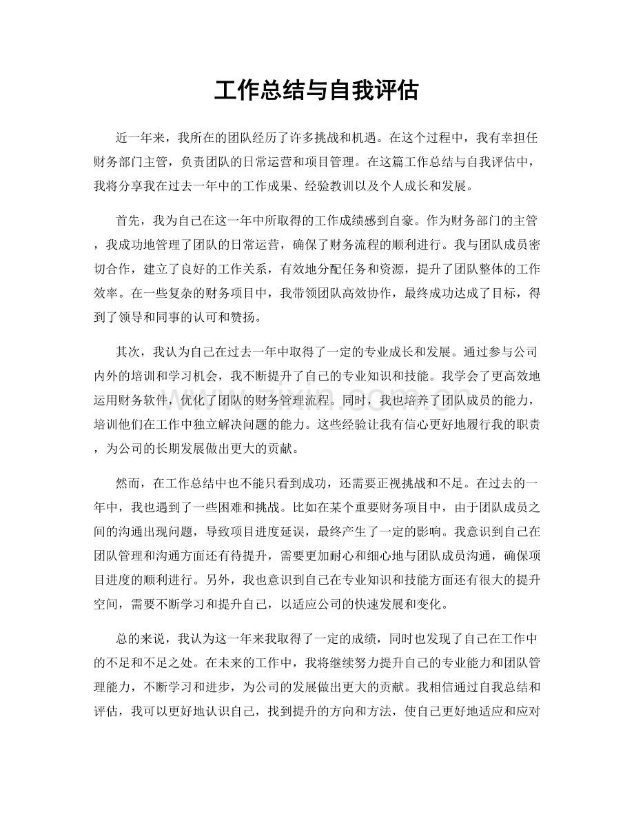 工作总结与自我评估.docx_第1页