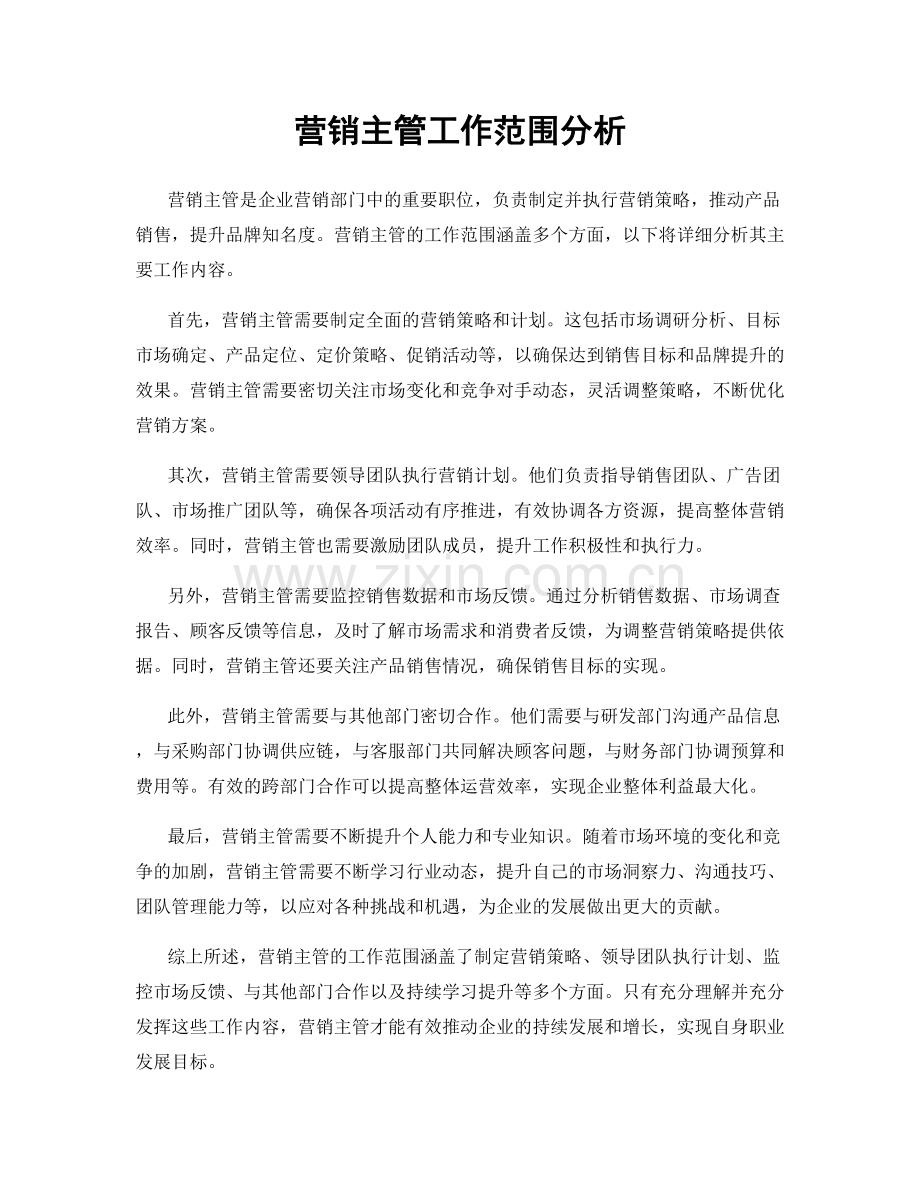 营销主管工作范围分析.docx_第1页