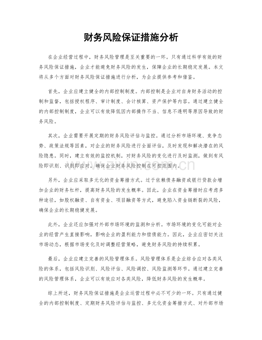 财务风险保证措施分析.docx_第1页