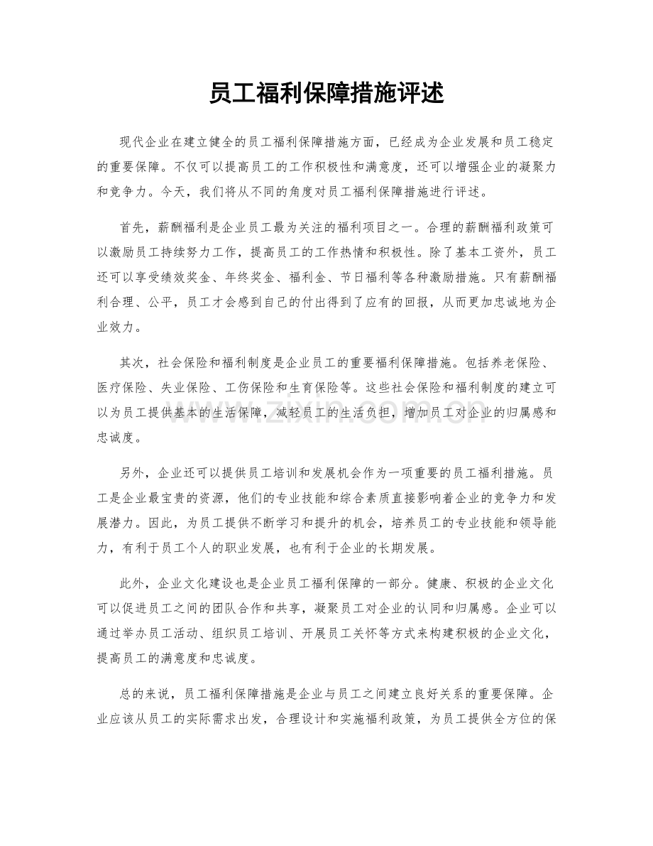 员工福利保障措施评述.docx_第1页