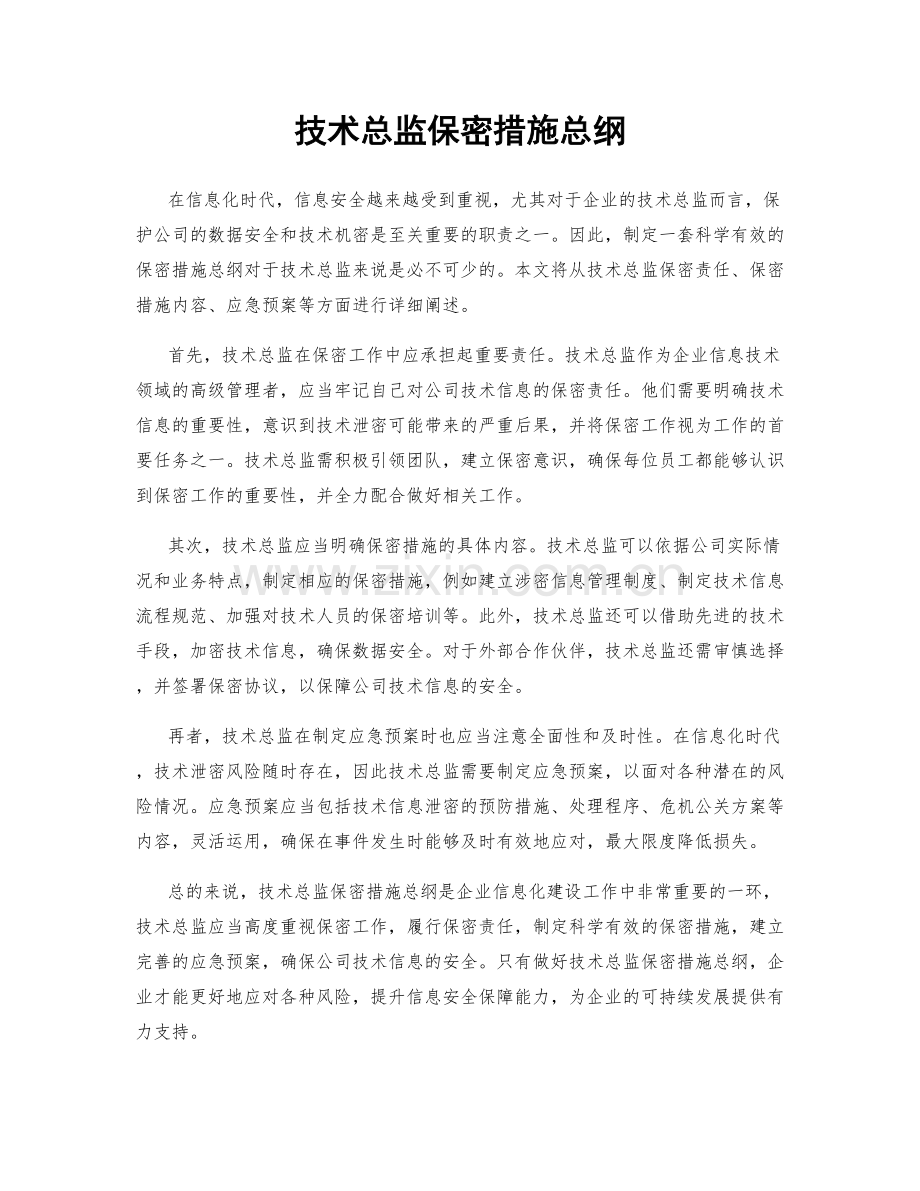 技术总监保密措施总纲.docx_第1页