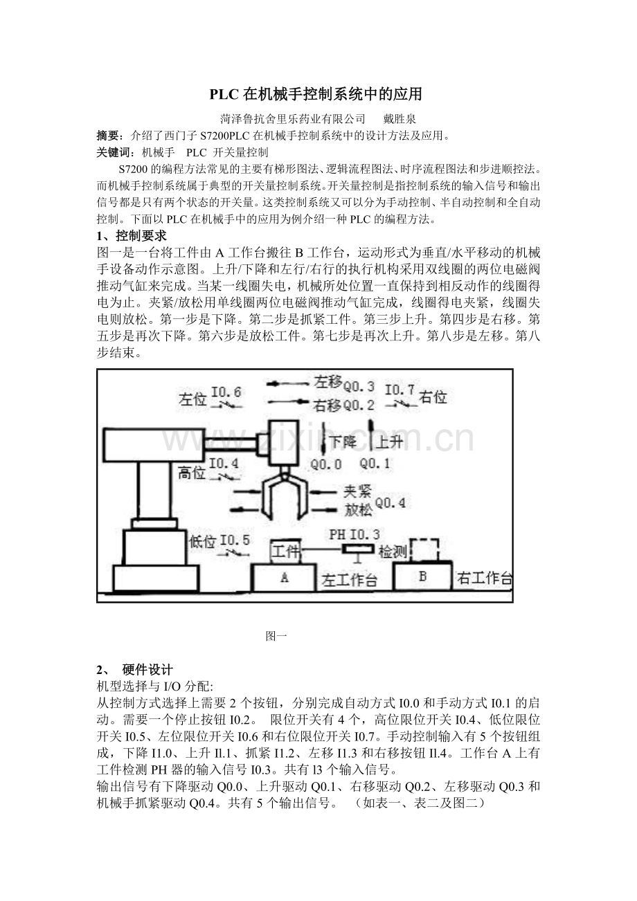 PLC在机械手控制系统中的应用.doc_第1页