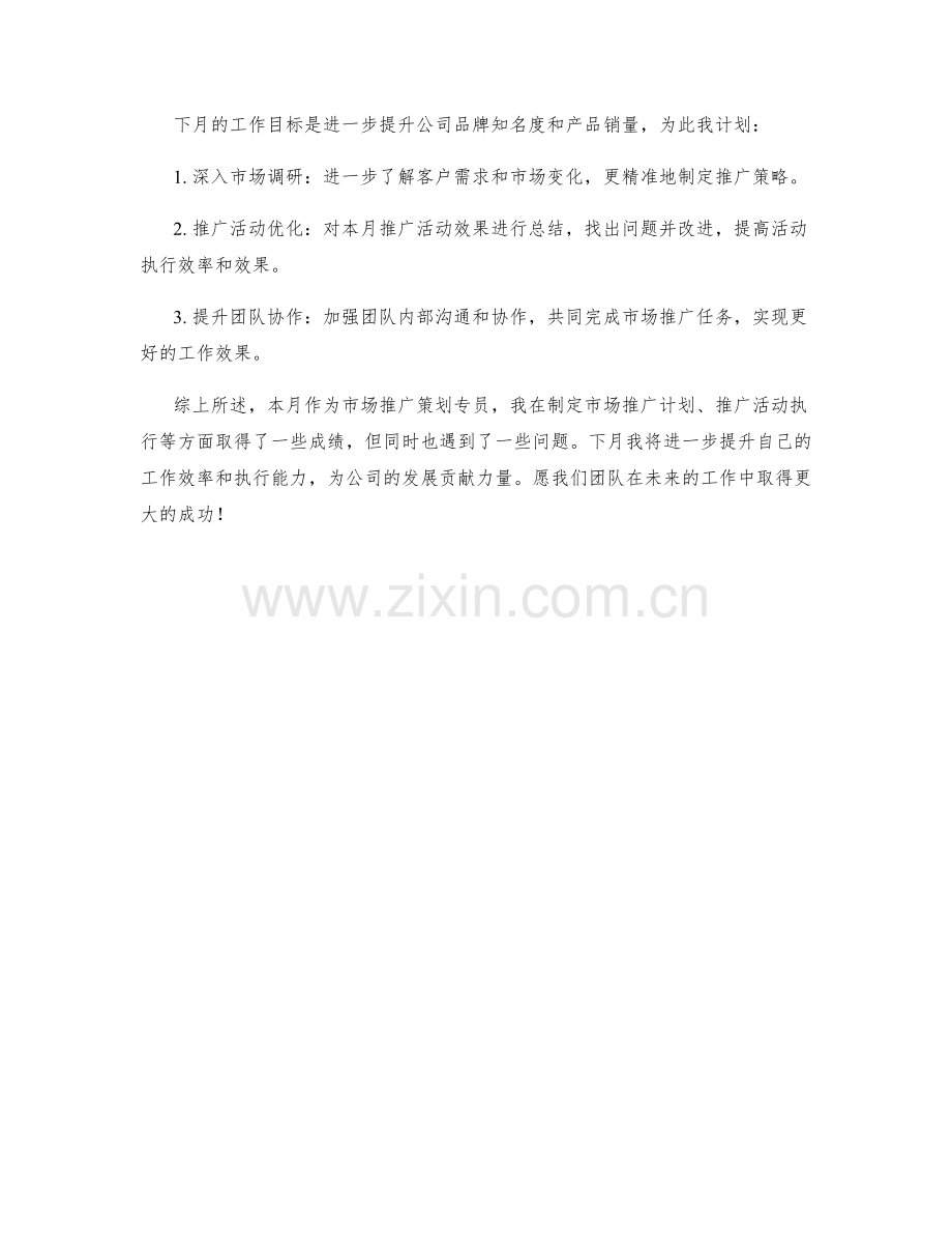 市场推广策划专员月度工作总结.docx_第2页