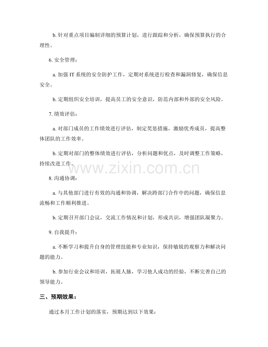 IT部门经理月度工作计划.docx_第2页