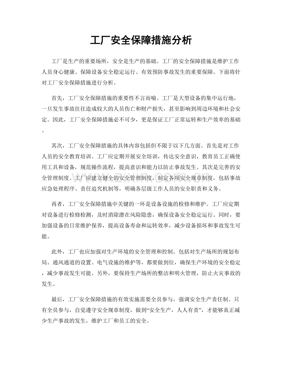 工厂安全保障措施分析.docx_第1页
