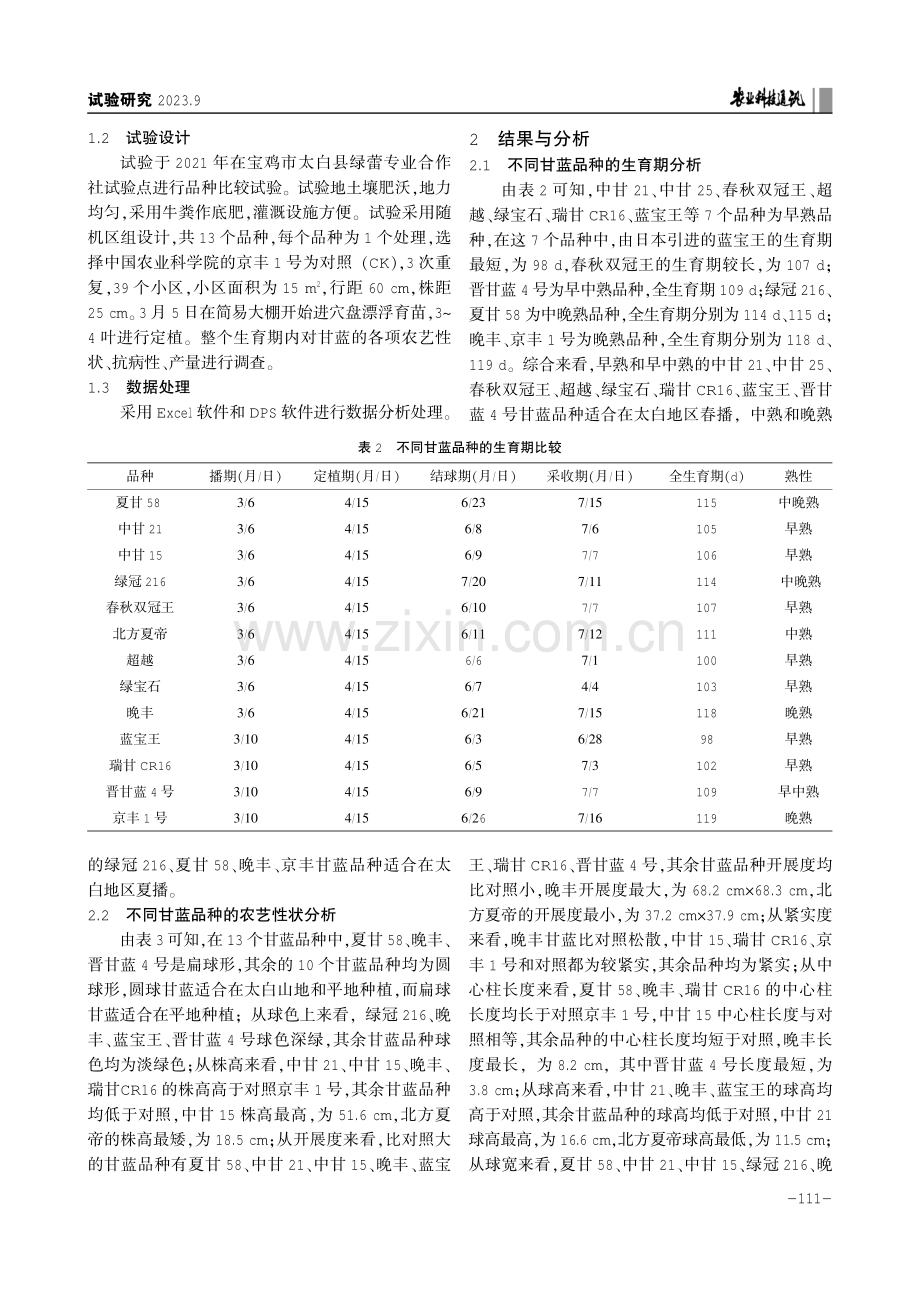 宝鸡太白地区甘蓝品种比较试验.pdf_第2页
