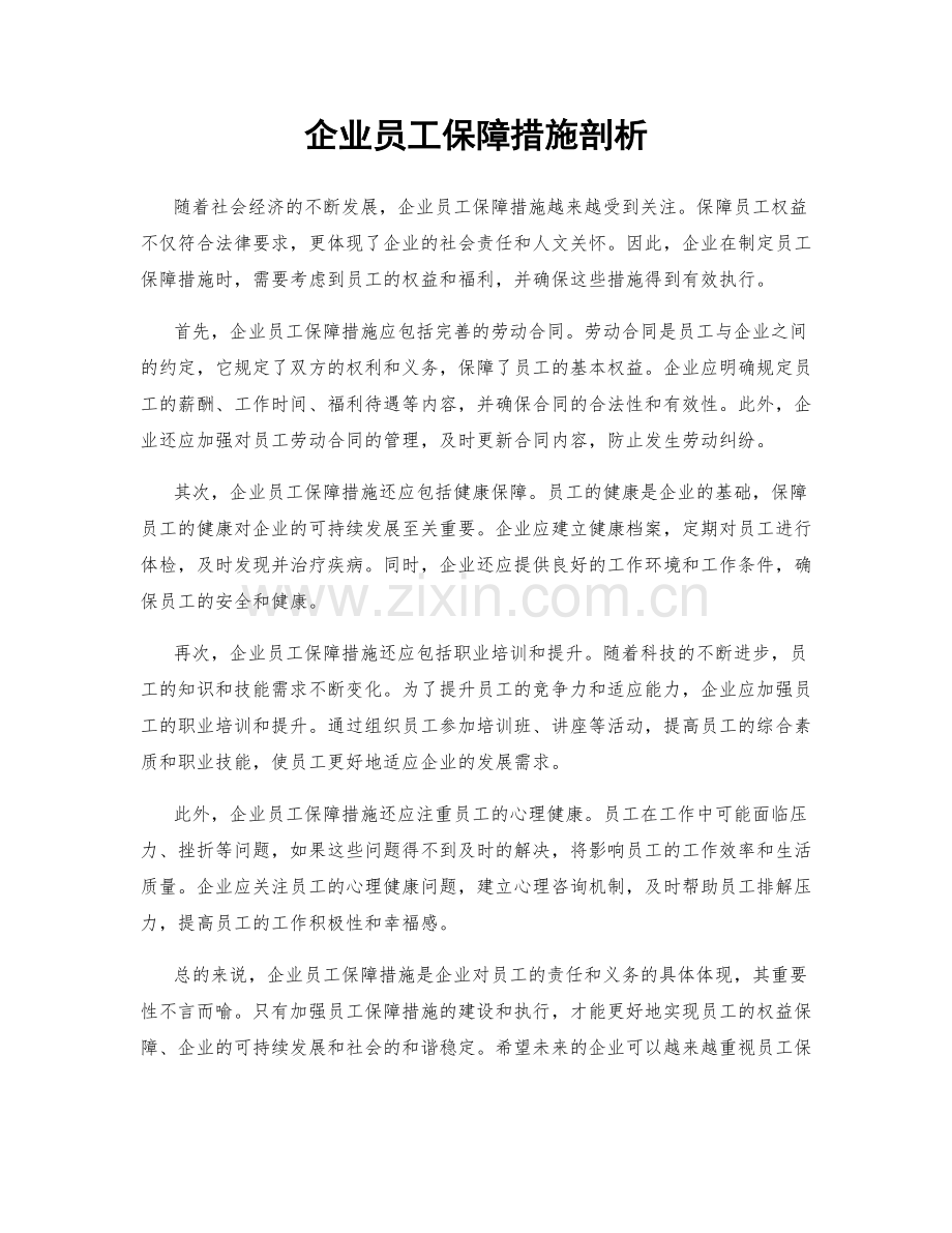 企业员工保障措施剖析.docx_第1页