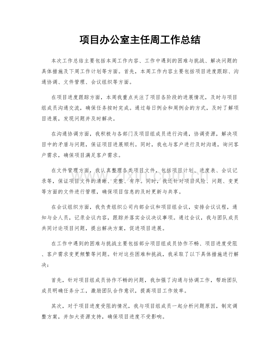 项目办公室主任周工作总结.docx_第1页