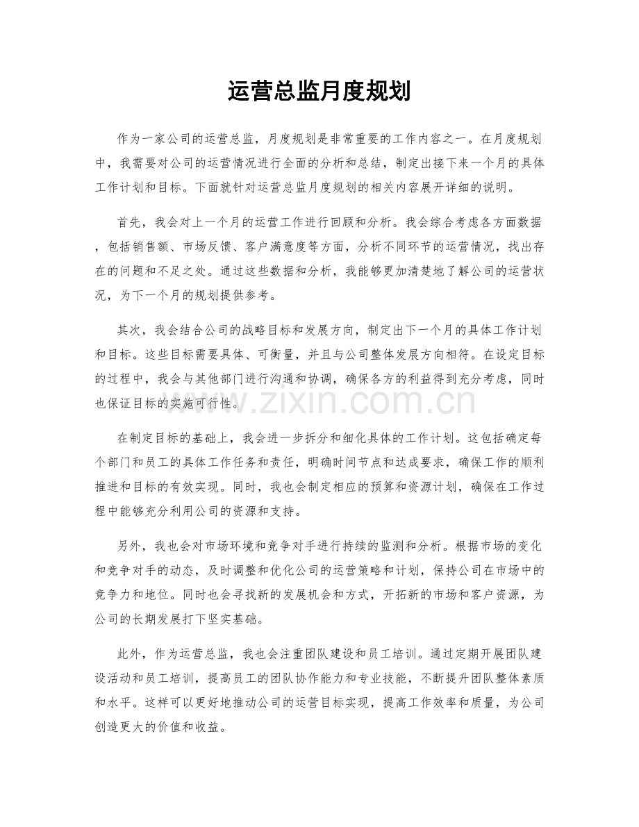 运营总监月度规划.docx_第1页