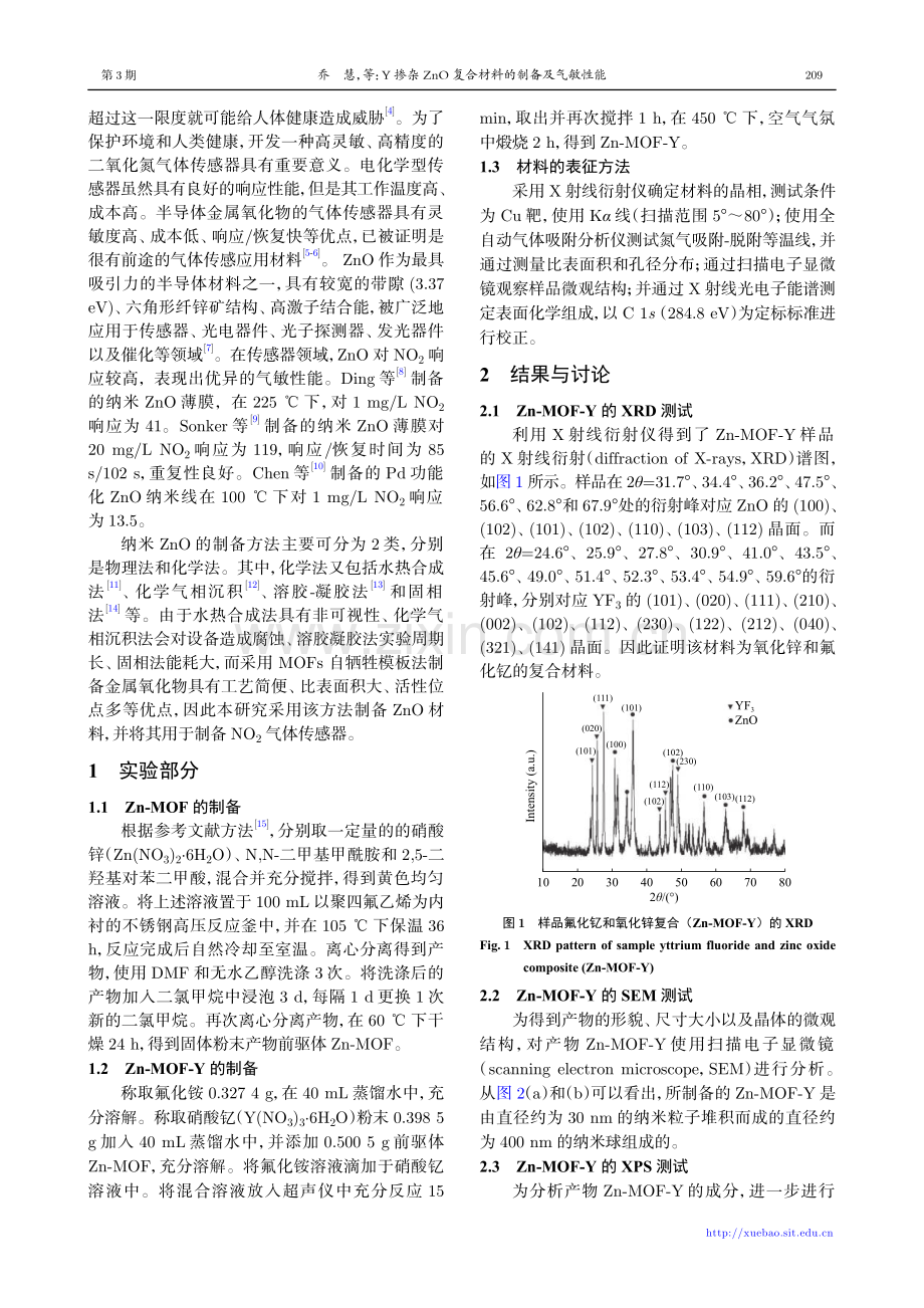 Y掺杂ZnO复合材料的制备及气敏性能.pdf_第2页