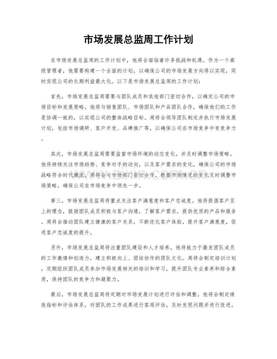 市场发展总监周工作计划.docx_第1页