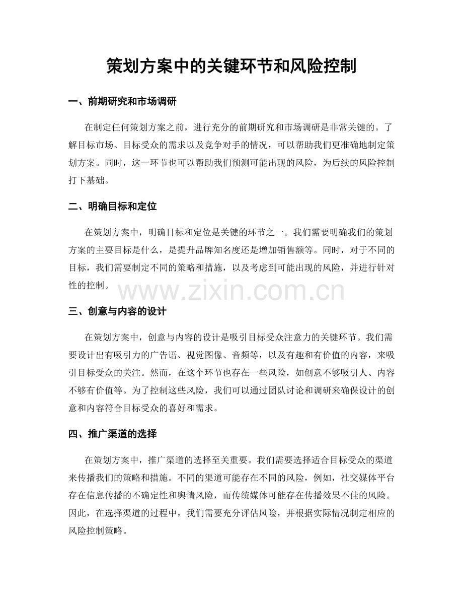 策划方案中的关键环节和风险控制.docx_第1页