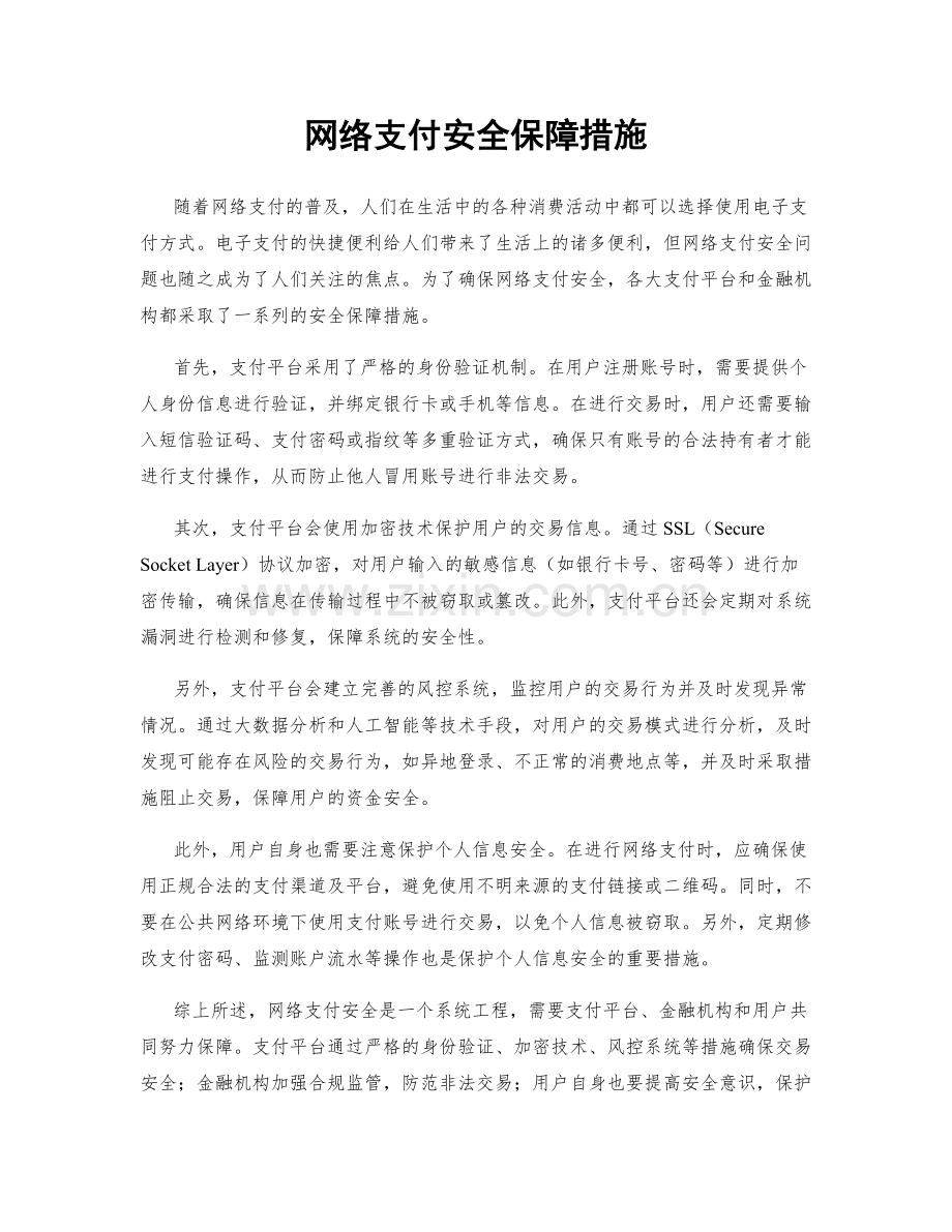 网络支付安全保障措施.docx_第1页