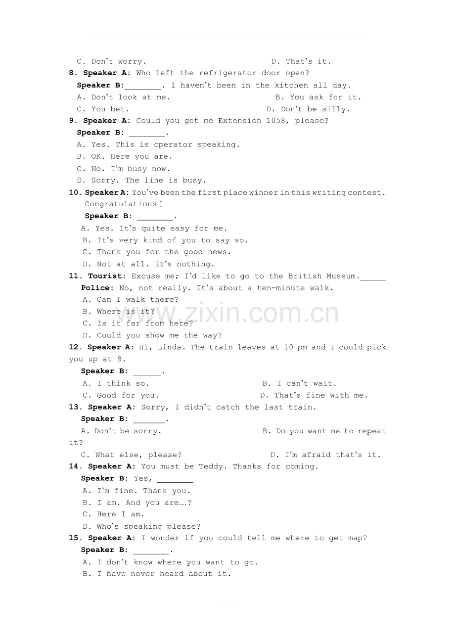 湖南成人学位英语考试真题.doc_第2页