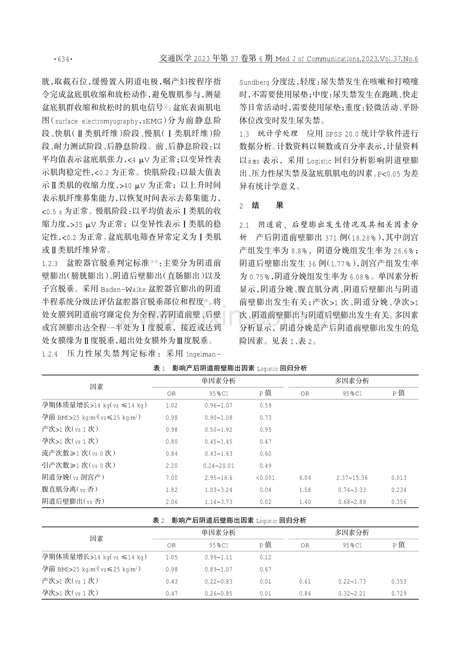 产后盆底功能状况及其影响因素分析.pdf_第2页