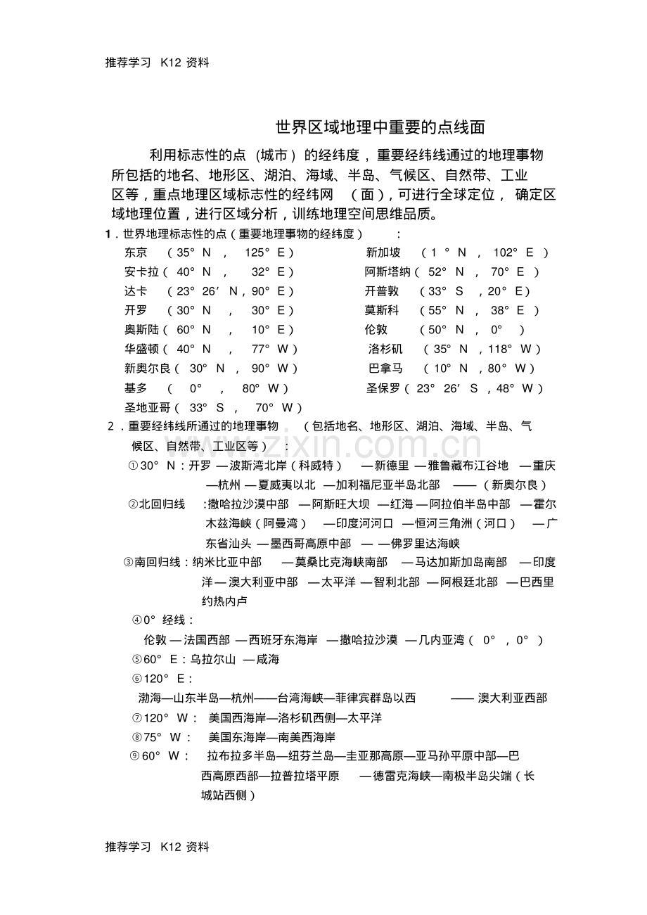 高考地理世界区域地理中重要的点线面素材.pdf_第1页