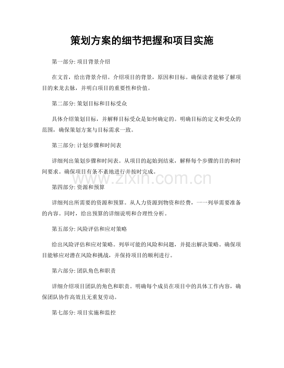 策划方案的细节把握和项目实施.docx_第1页