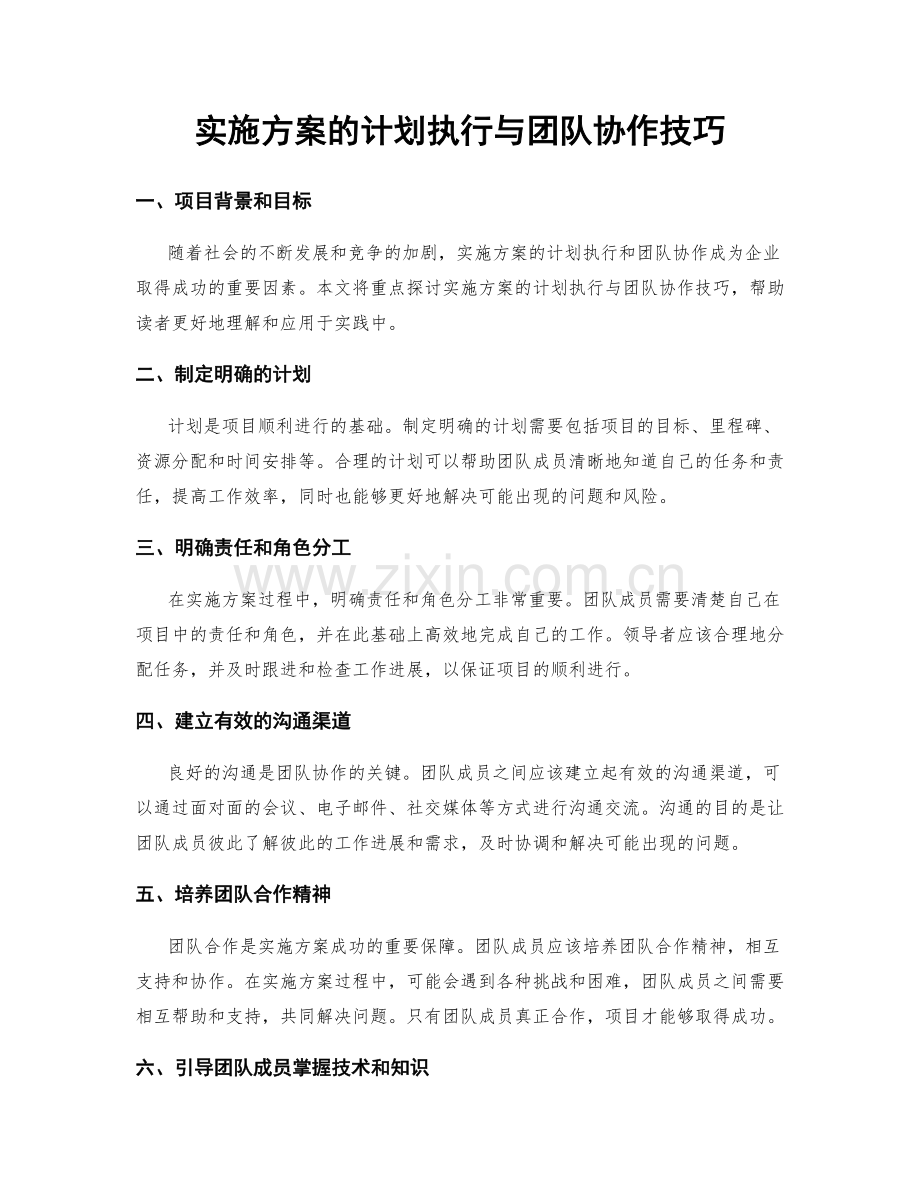 实施方案的计划执行与团队协作技巧.docx_第1页
