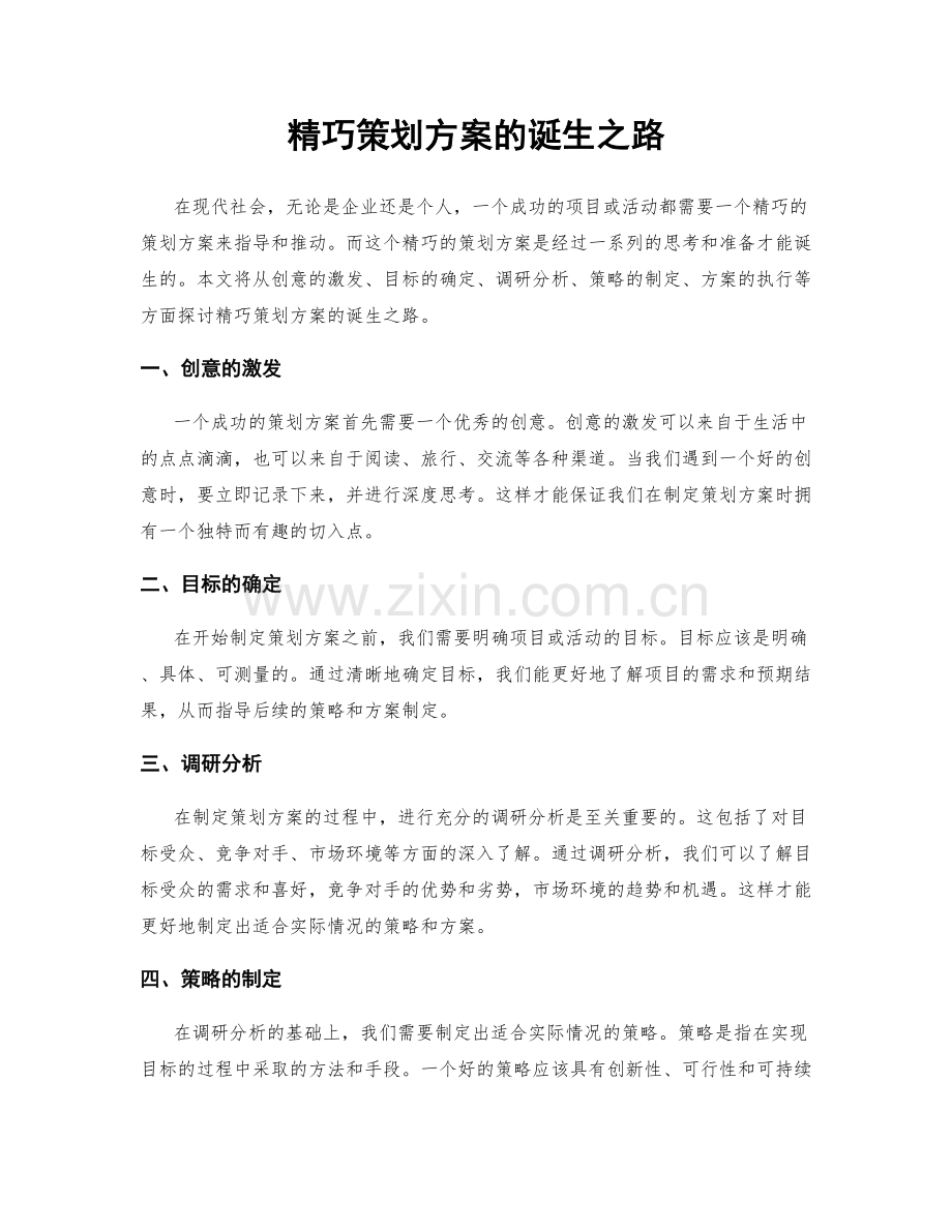 精巧策划方案的诞生之路.docx_第1页