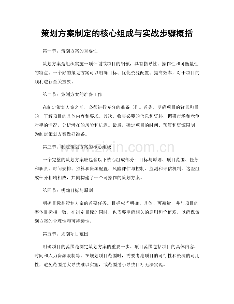 策划方案制定的核心组成与实战步骤概括.docx_第1页