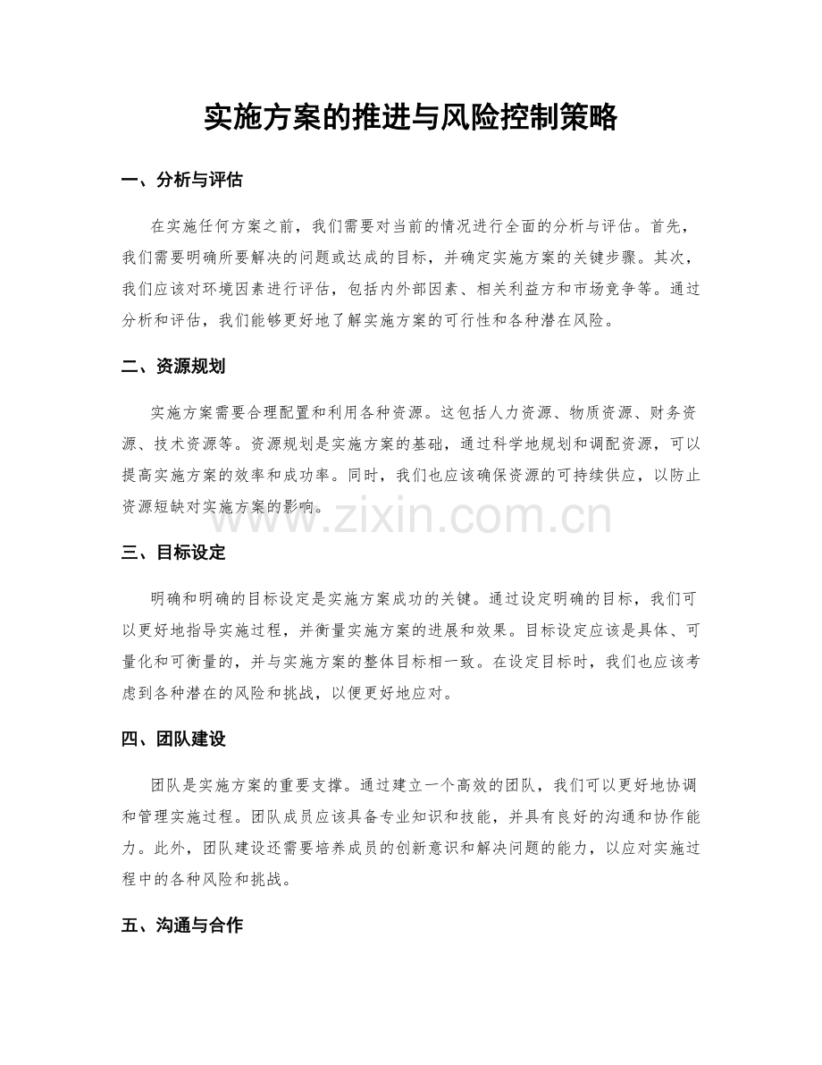 实施方案的推进与风险控制策略.docx_第1页