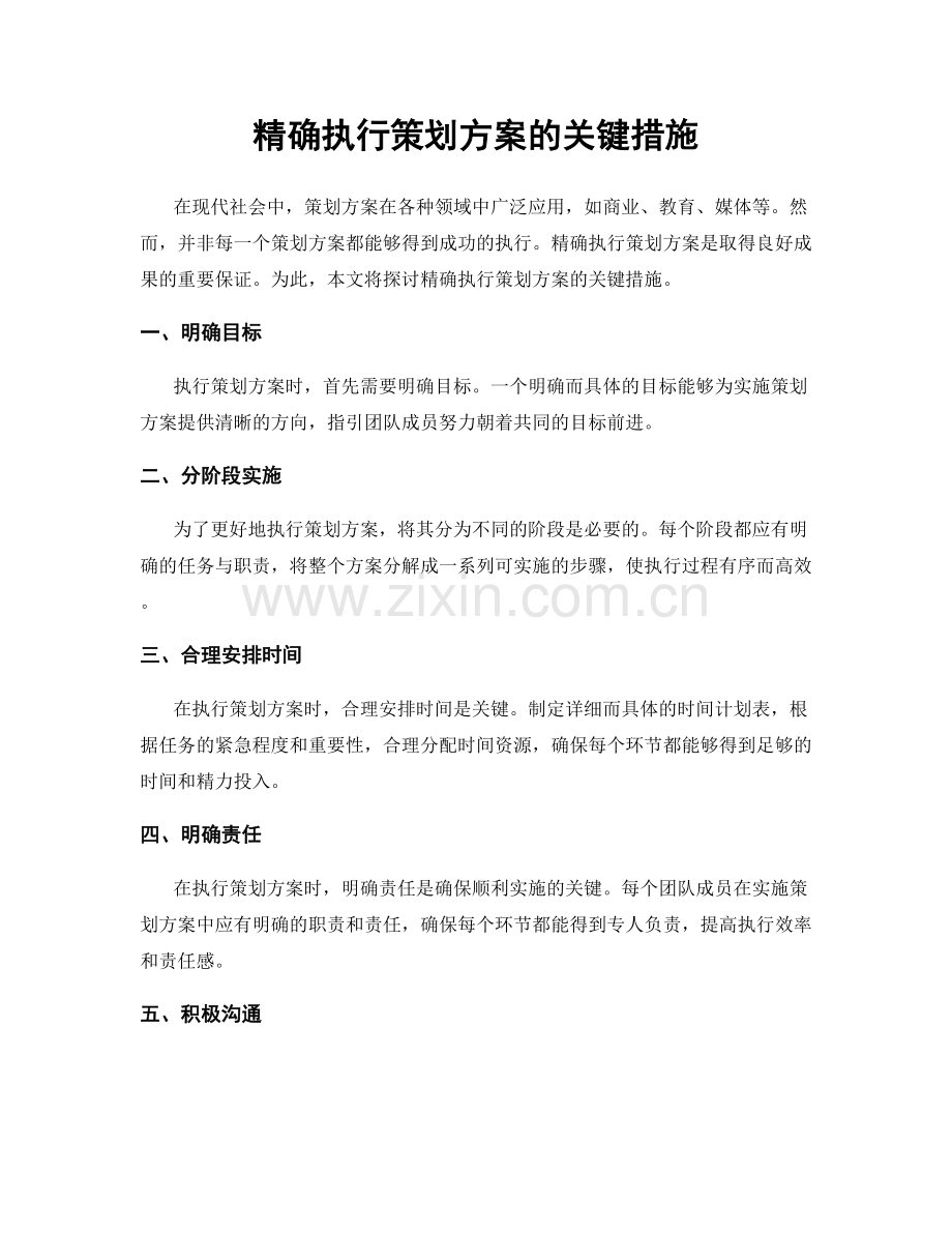 精确执行策划方案的关键措施.docx_第1页
