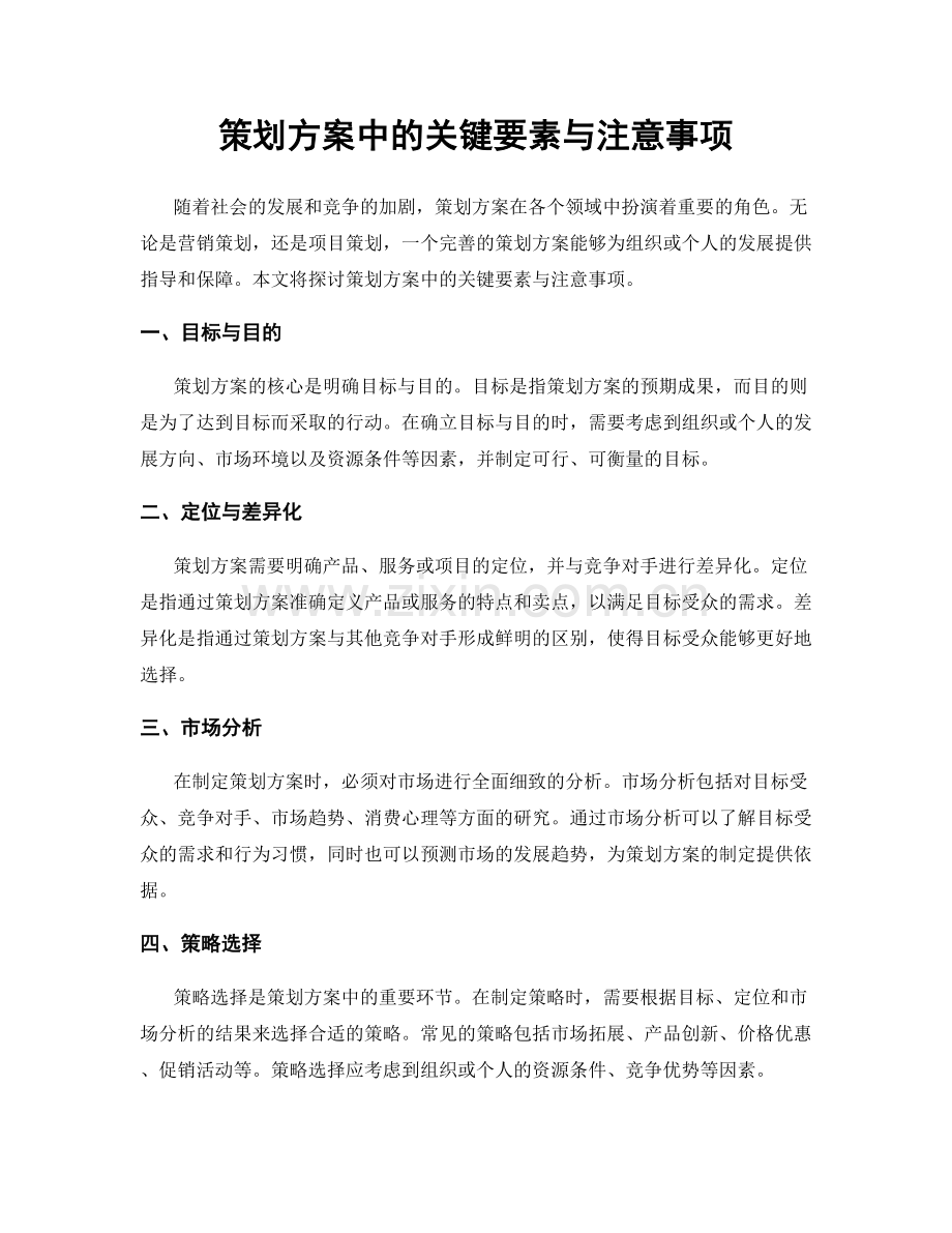 策划方案中的关键要素与注意事项.docx_第1页