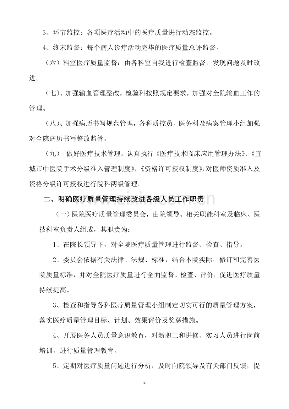2015宜中医中医院质量管理和持续改进实施方案.doc_第2页