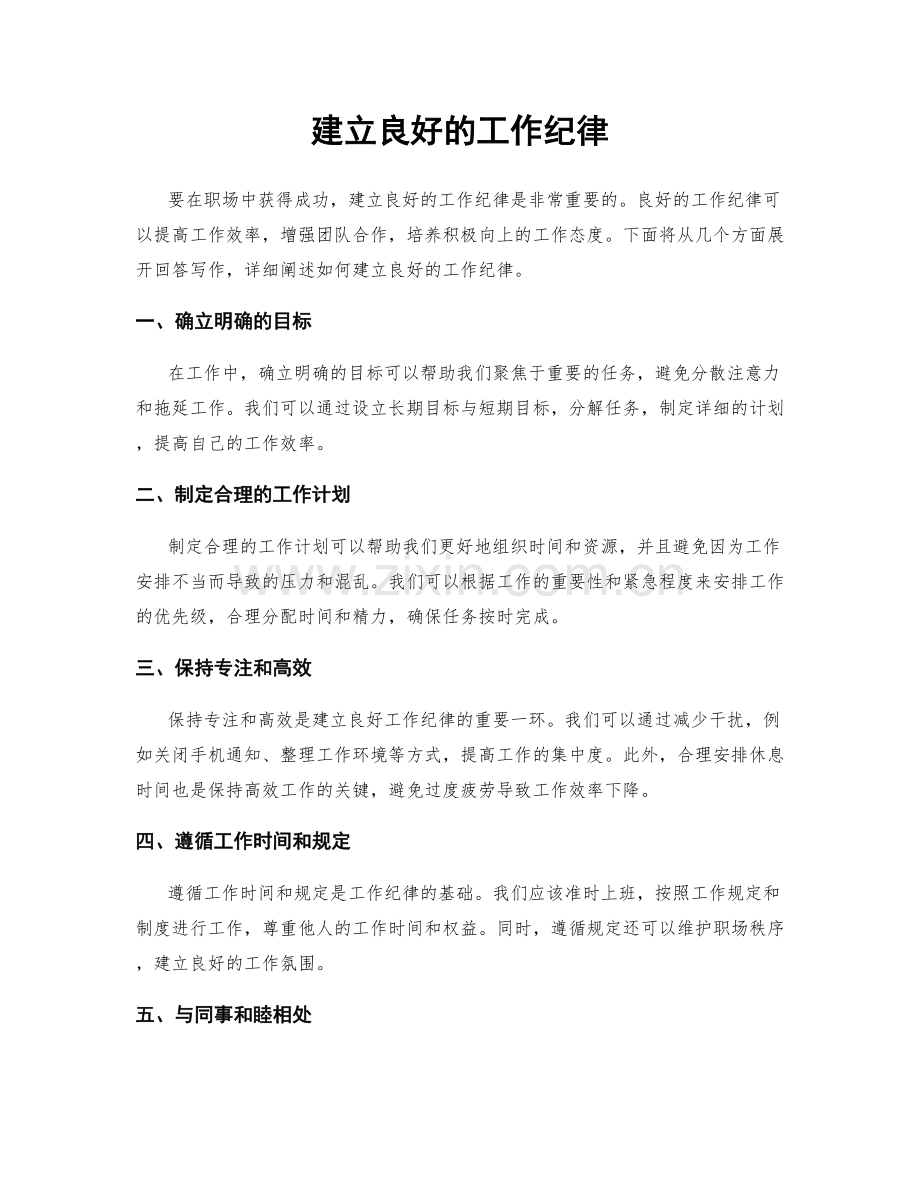建立良好的工作纪律.docx_第1页