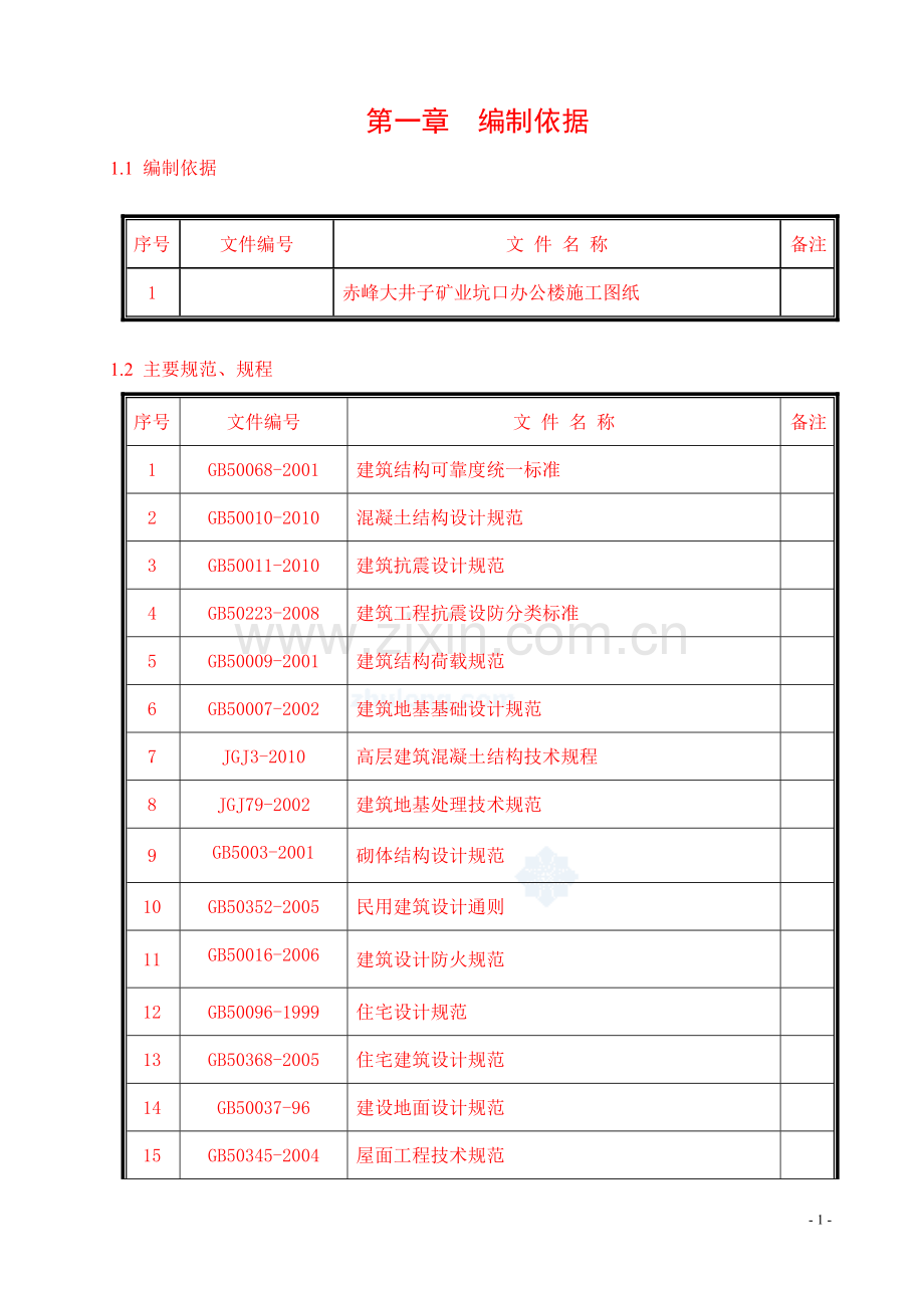 大井矿坑口办公楼施工组织设计及施工方案.doc_第1页