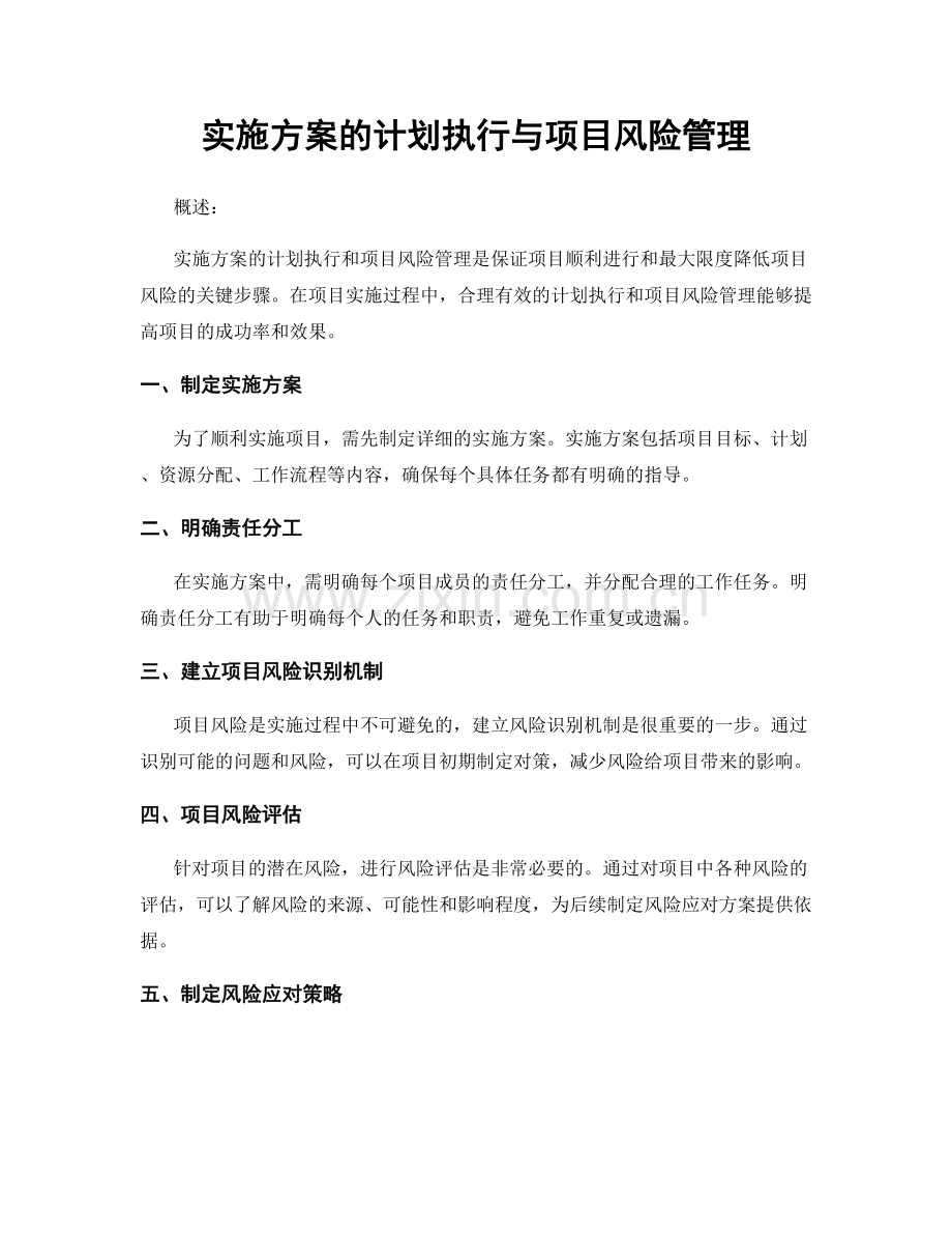 实施方案的计划执行与项目风险管理.docx_第1页