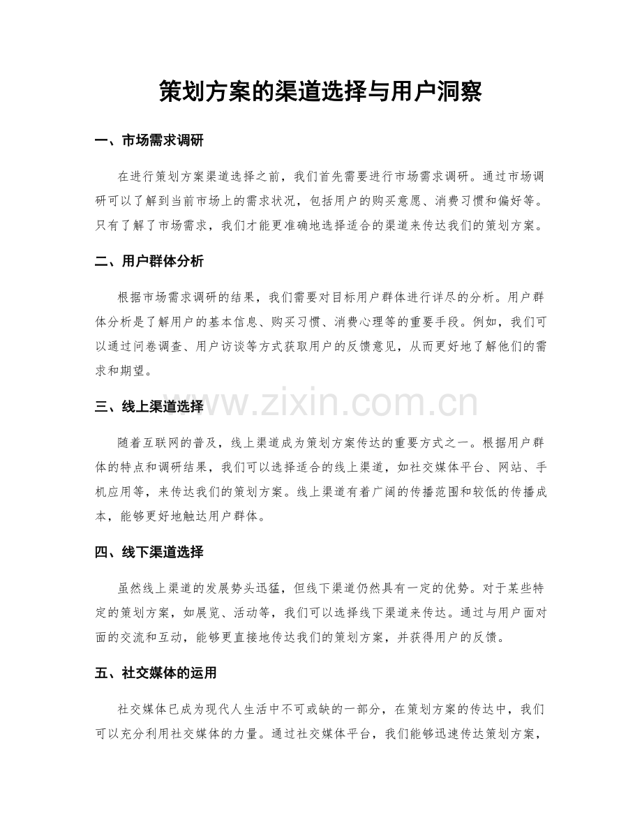 策划方案的渠道选择与用户洞察.docx_第1页