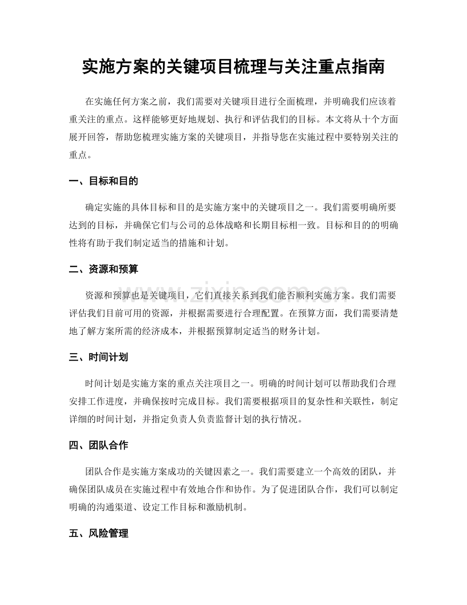 实施方案的关键项目梳理与关注重点指南.docx_第1页