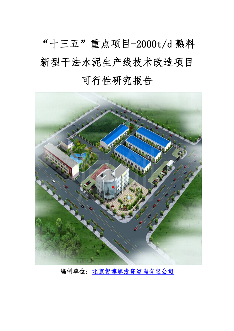 “十三五”重点项目-2000td熟料新型干法水泥生产线技术改造项目可行性研究报告.doc_第1页