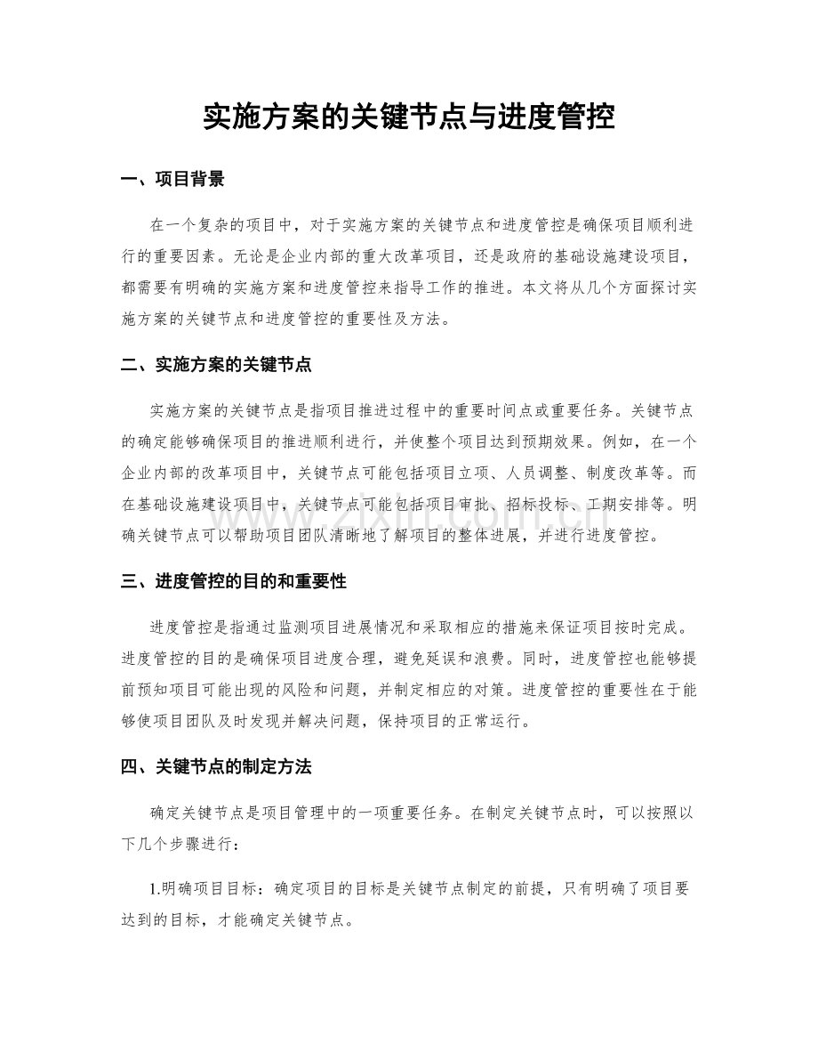 实施方案的关键节点与进度管控.docx_第1页