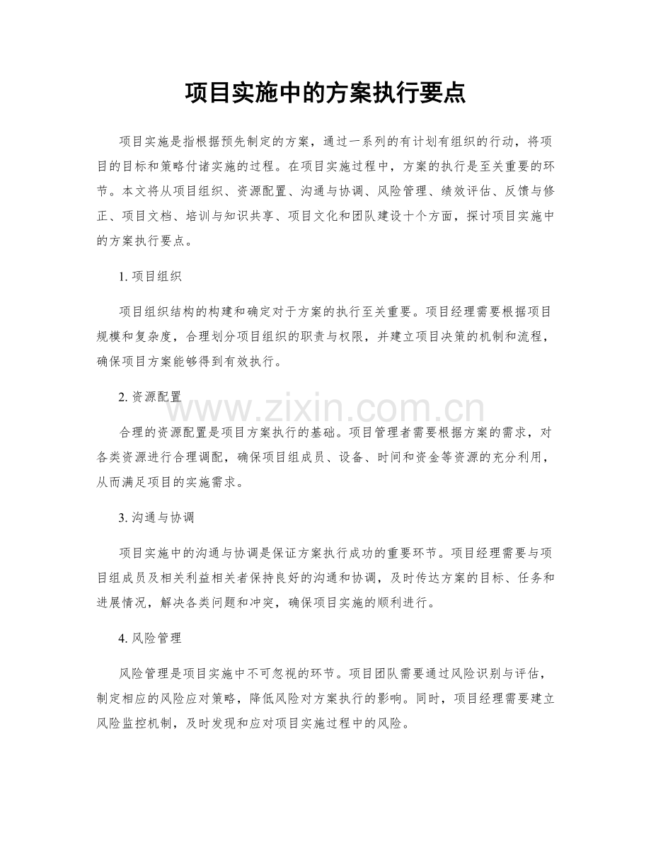 项目实施中的方案执行要点.docx_第1页