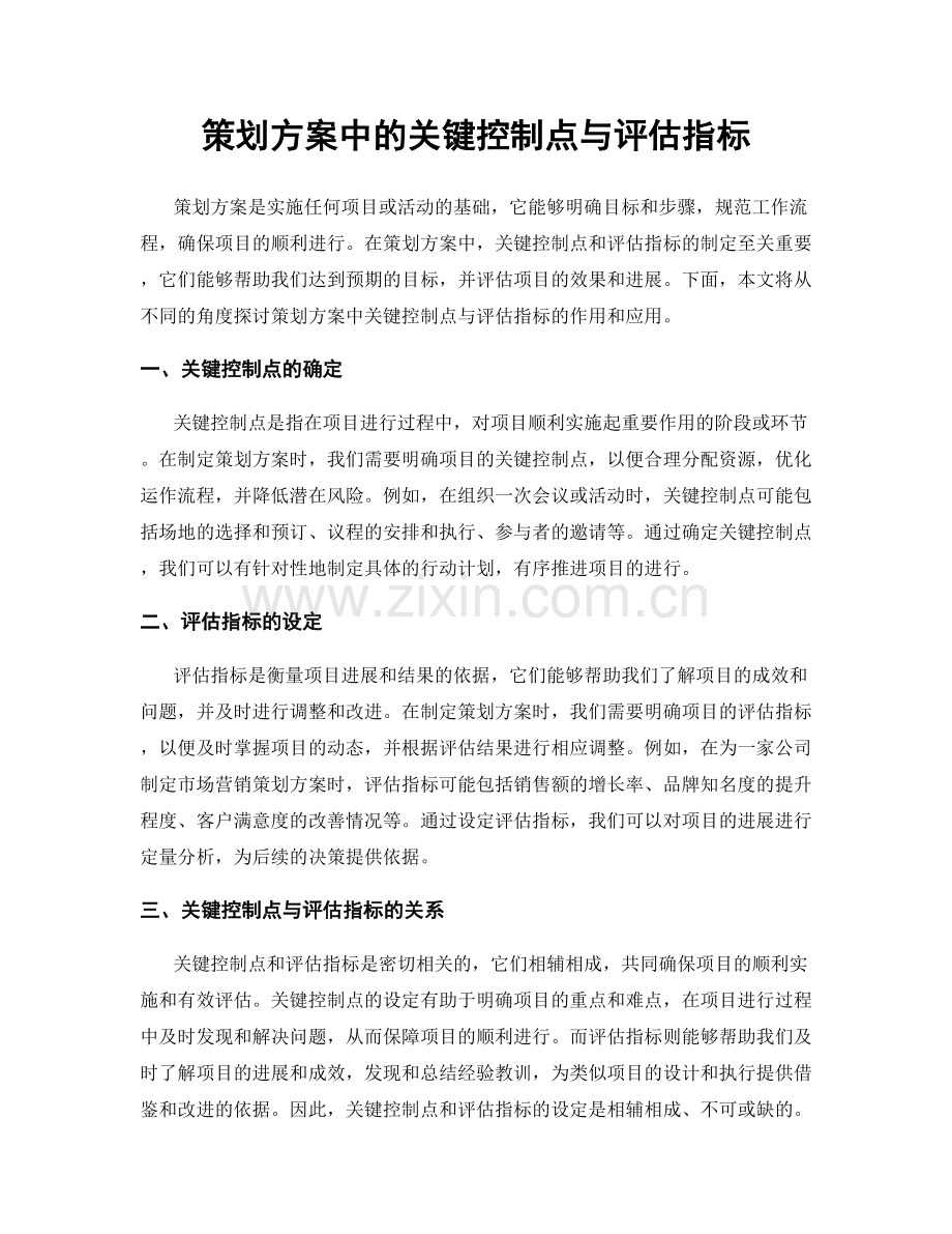 策划方案中的关键控制点与评估指标.docx_第1页