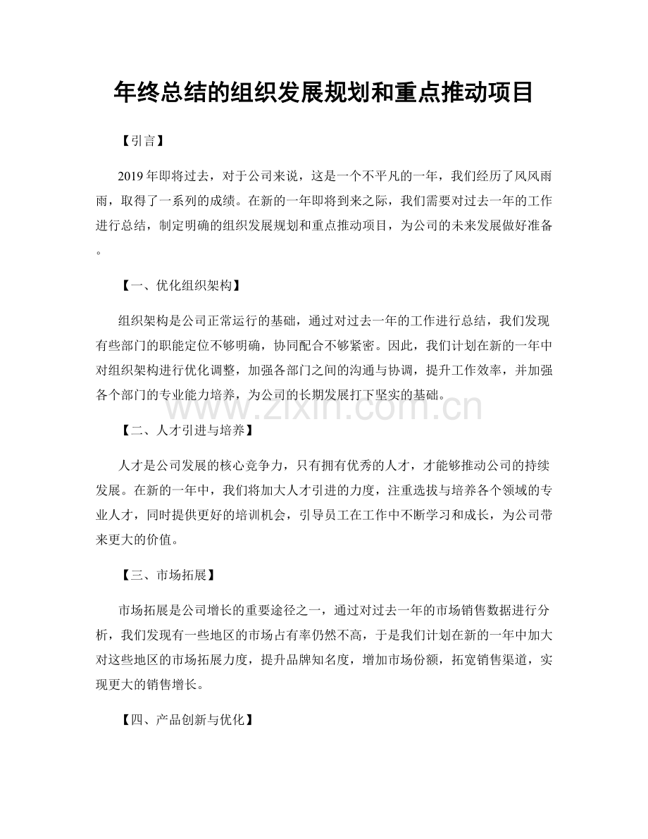 年终总结的组织发展规划和重点推动项目.docx_第1页