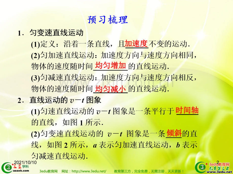 高一物理匀变速直线运动的速度公式和位移公式.ppt_第2页