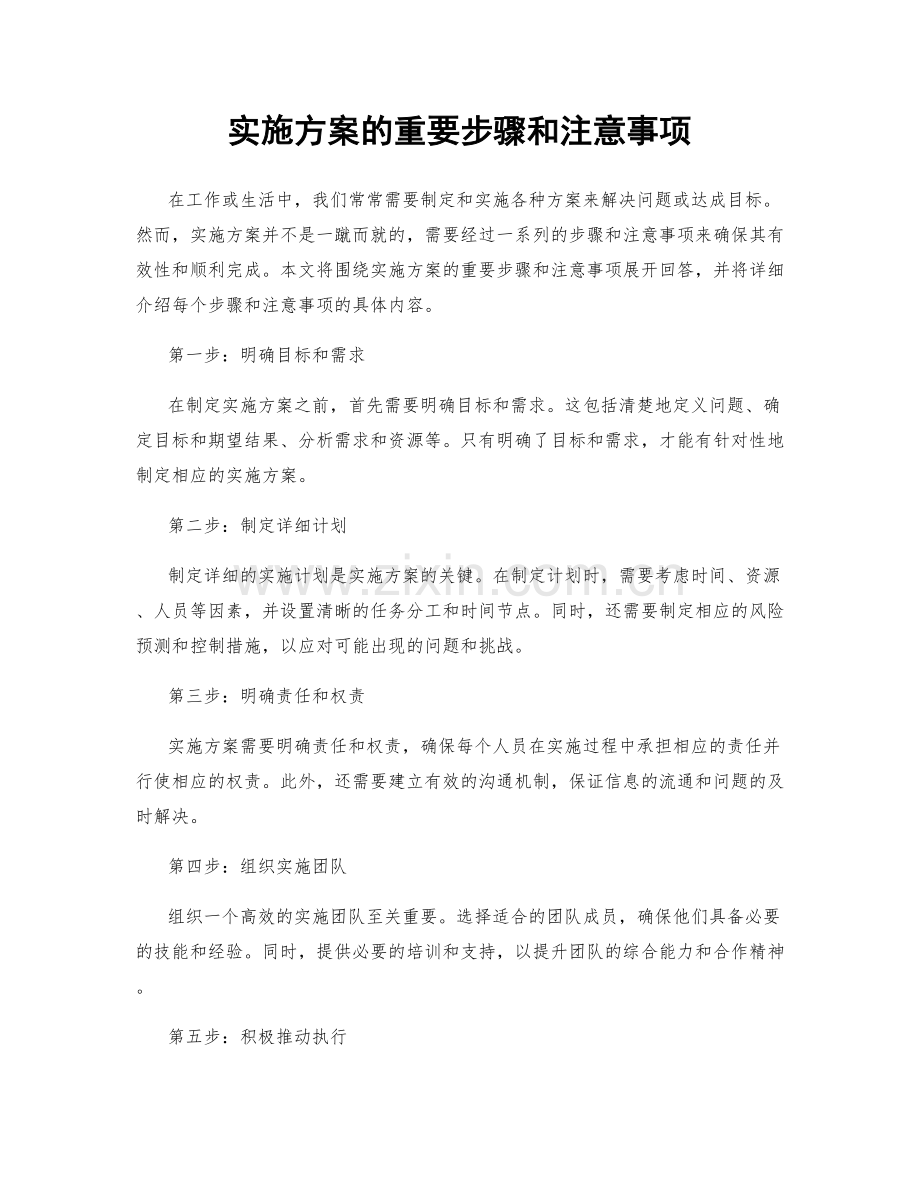 实施方案的重要步骤和注意事项.docx_第1页